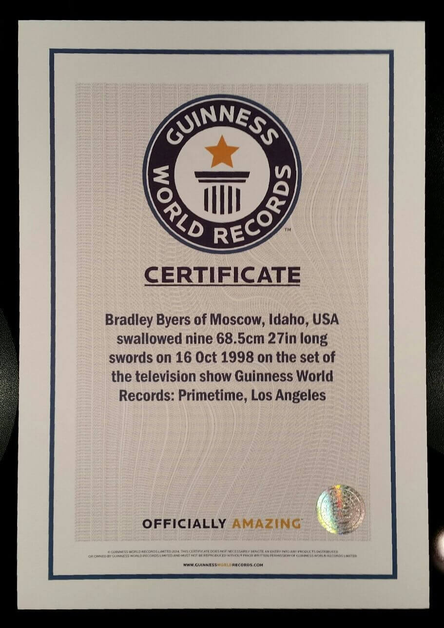 Pinbrad Byers On Brad Byers World Record Certificates Intended For Guinness World Record Certificate Template