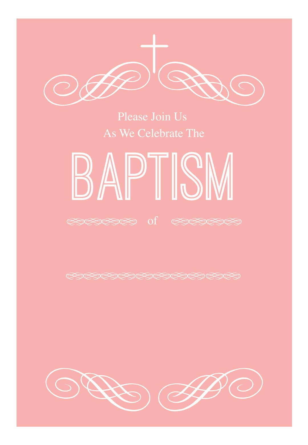 Pink Decorations – Baptism & Christening Invitation Template Within Christening Banner Template Free