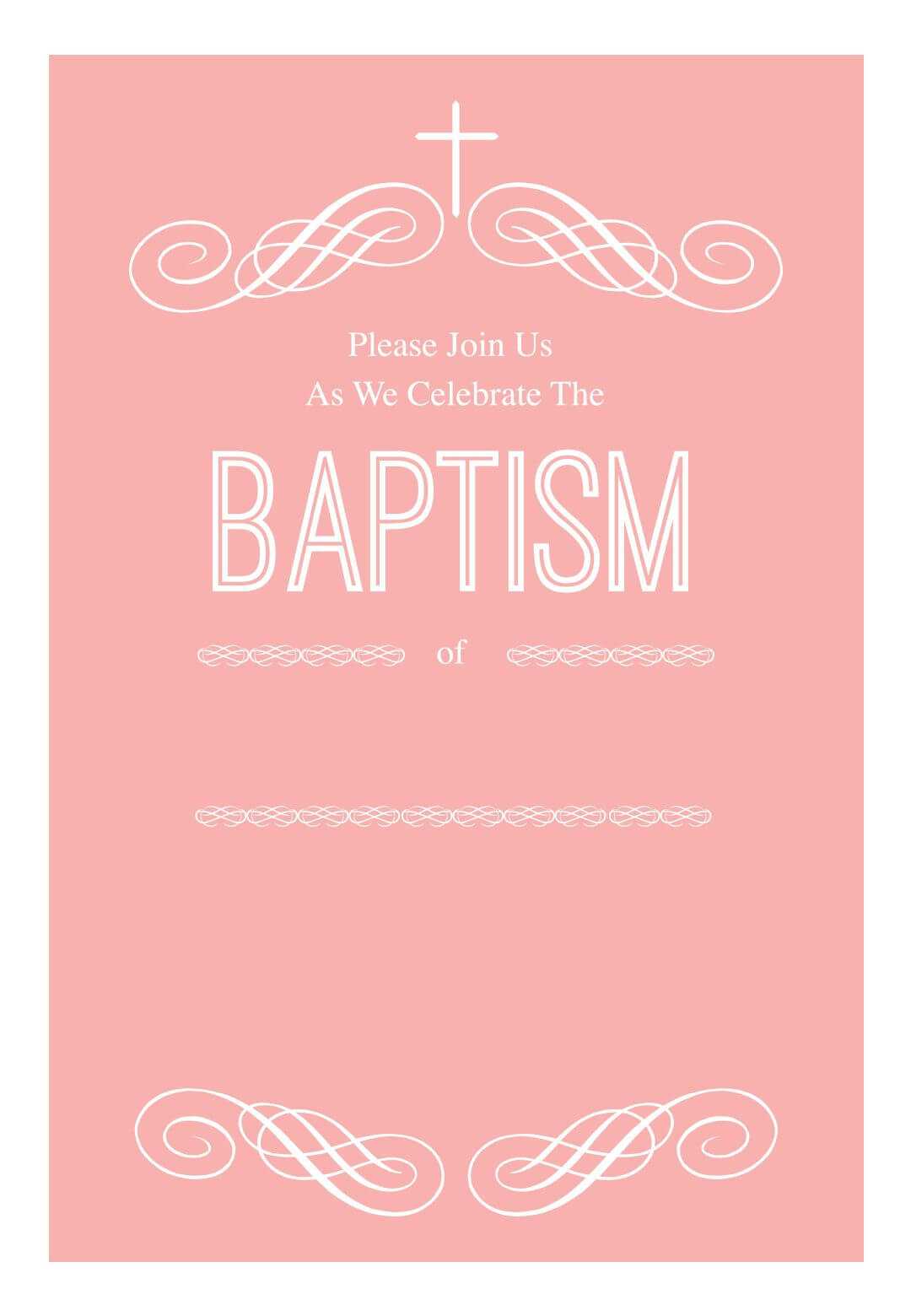 Pink Decorations – Baptism & Christening Invitation Template Within Christening Banner Template Free