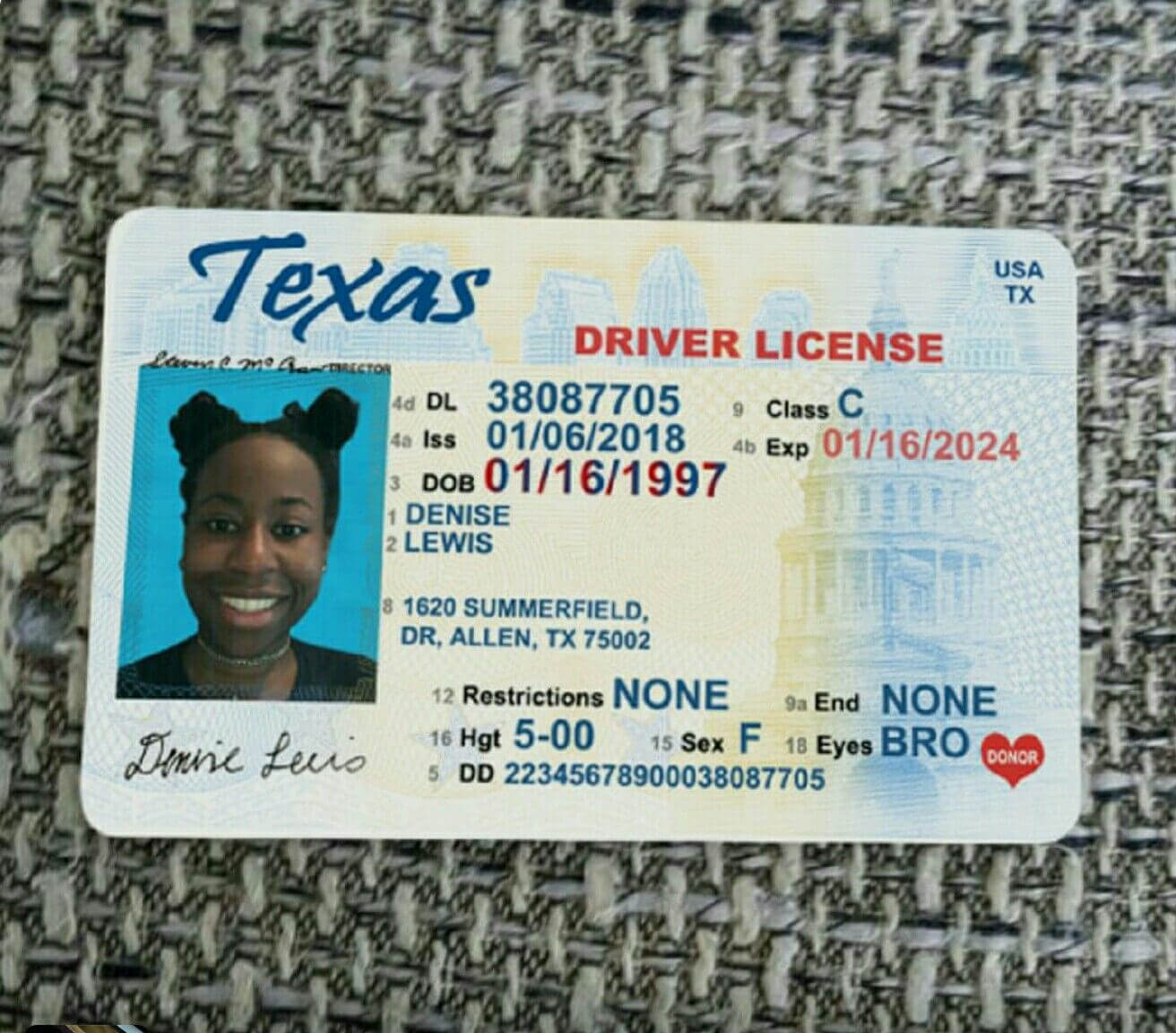 Pinkato O'dell On Drivers License In 2019 | Id Card Intended For Texas Id Card Template