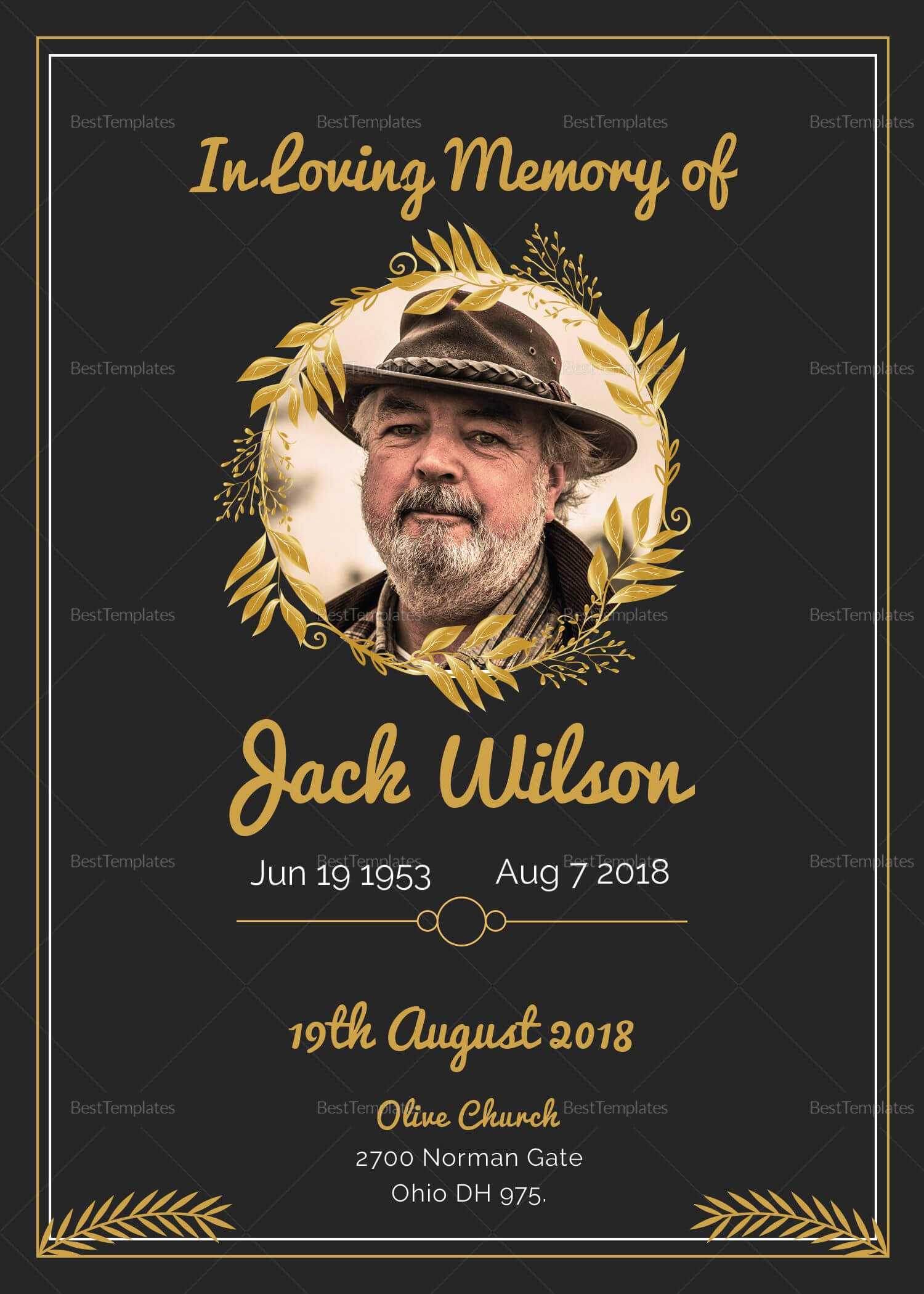 Pino Free Jay On Celebration Of Life | Funeral Pertaining To Funeral Invitation Card Template