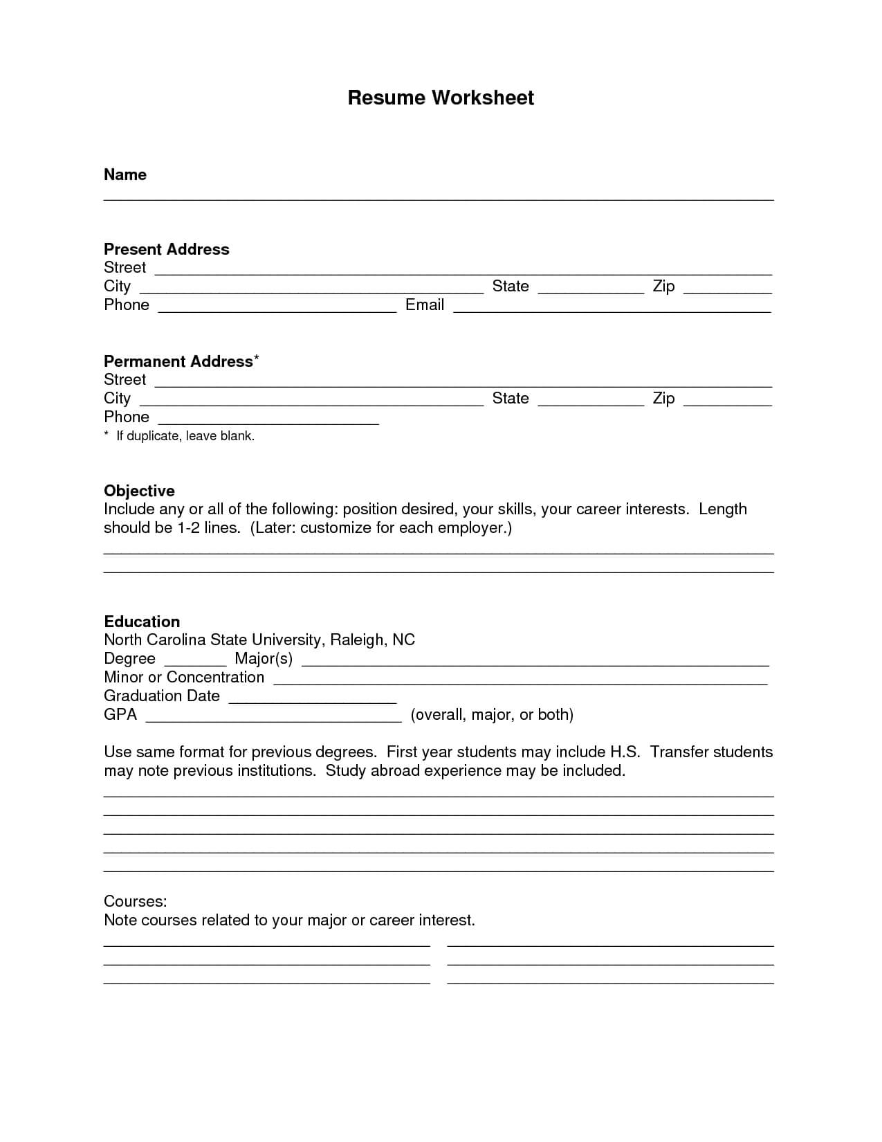 Pinresumejob On Resume Job | Free Printable Resume With Regard To Blank Resume Templates For Microsoft Word