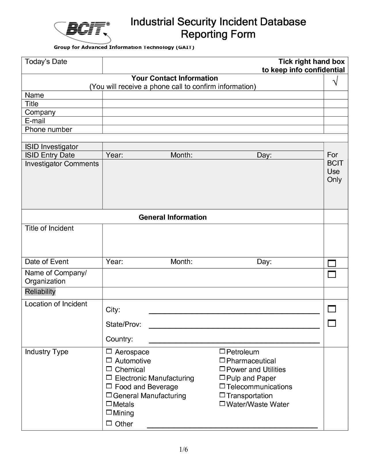 Pinwaldwert Site On Resume Formats | Incident Report Throughout Site Visit Report Template
