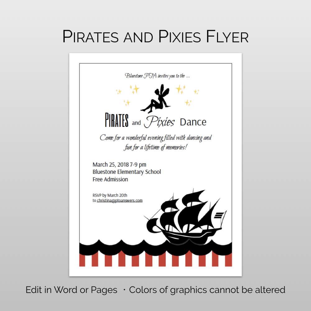 Pirates And Pixies Dance Flyer And Ticket Template Set | Pta Regarding Dance Flyer Template Word