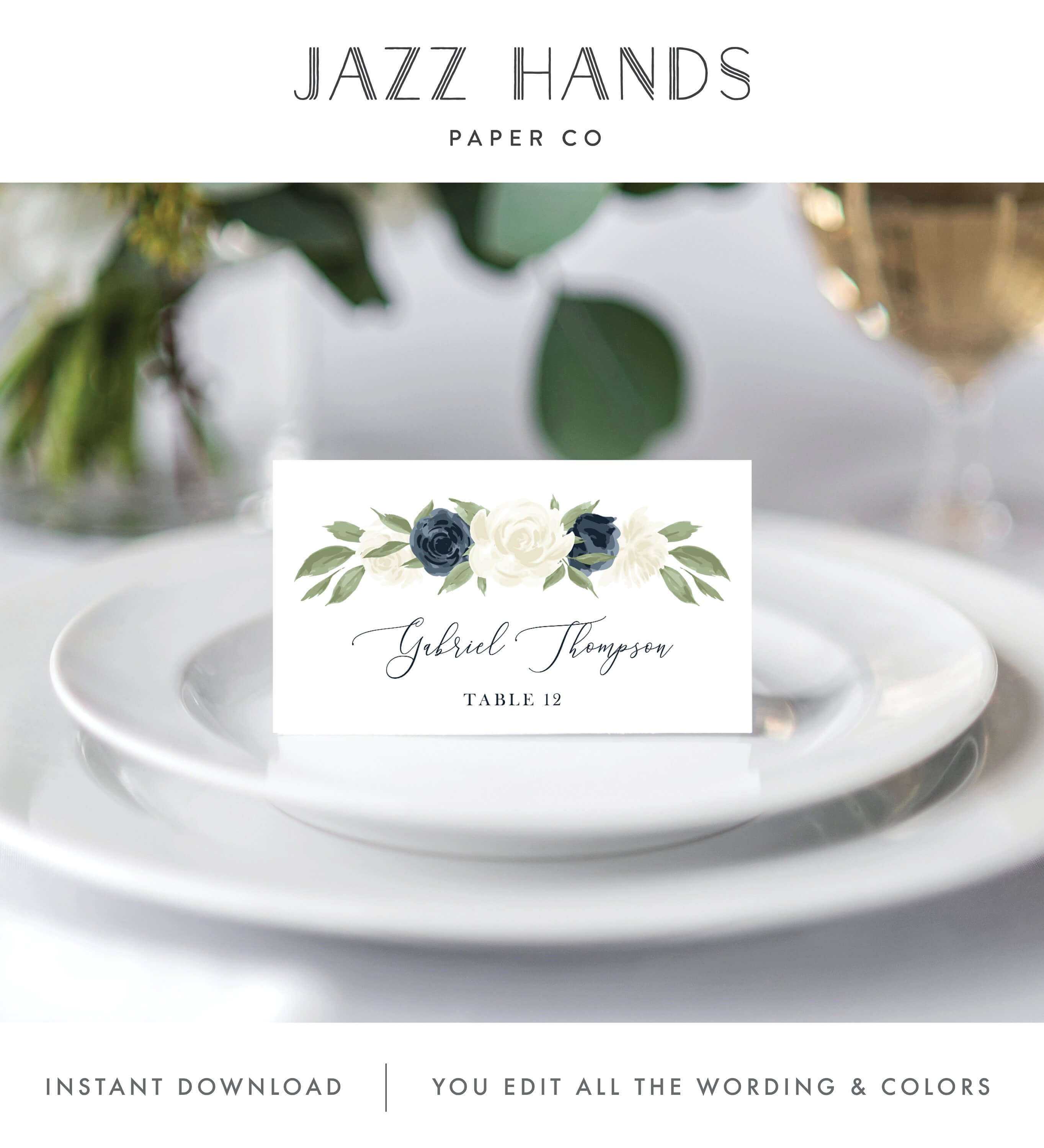 Place Card Template, Escort Card Template, Printable Wedding Intended For Place Card Setting Template