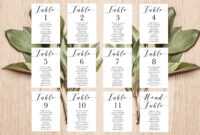 Place Card Template, Table Number Template, Seating Chart with regard to Printable Escort Cards Template