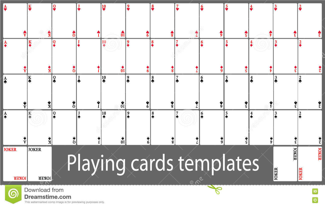 Playing Cards Template Set Stock Vector. Illustration Of Throughout Deck Of Cards Template