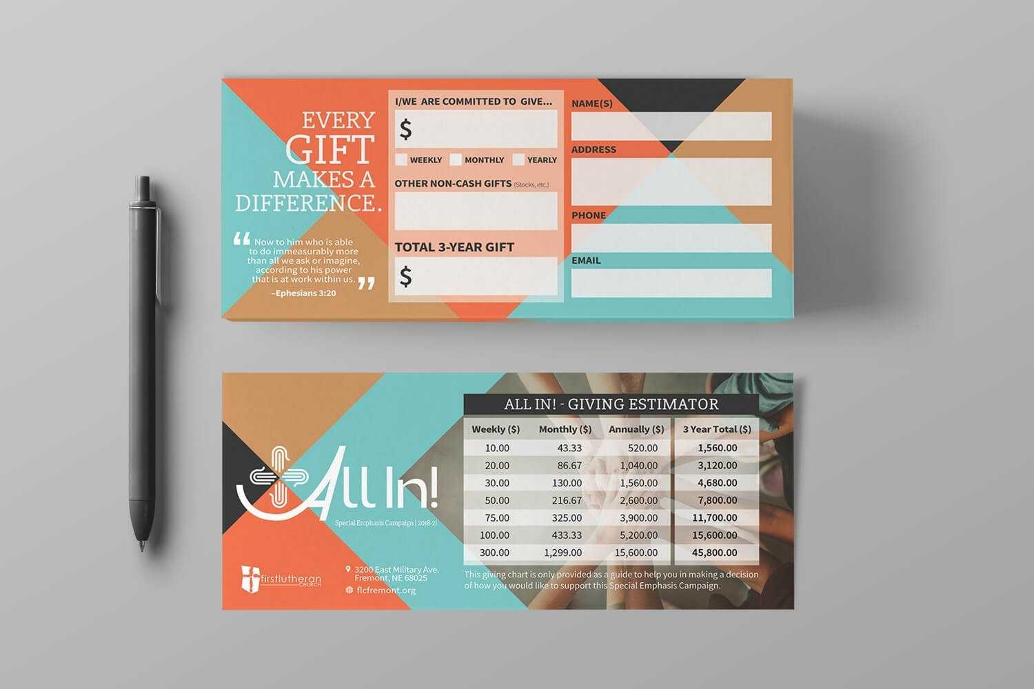 Pledge Cards & Commitment Cards | Church Campaign Design Within Pledge Card Template For Church