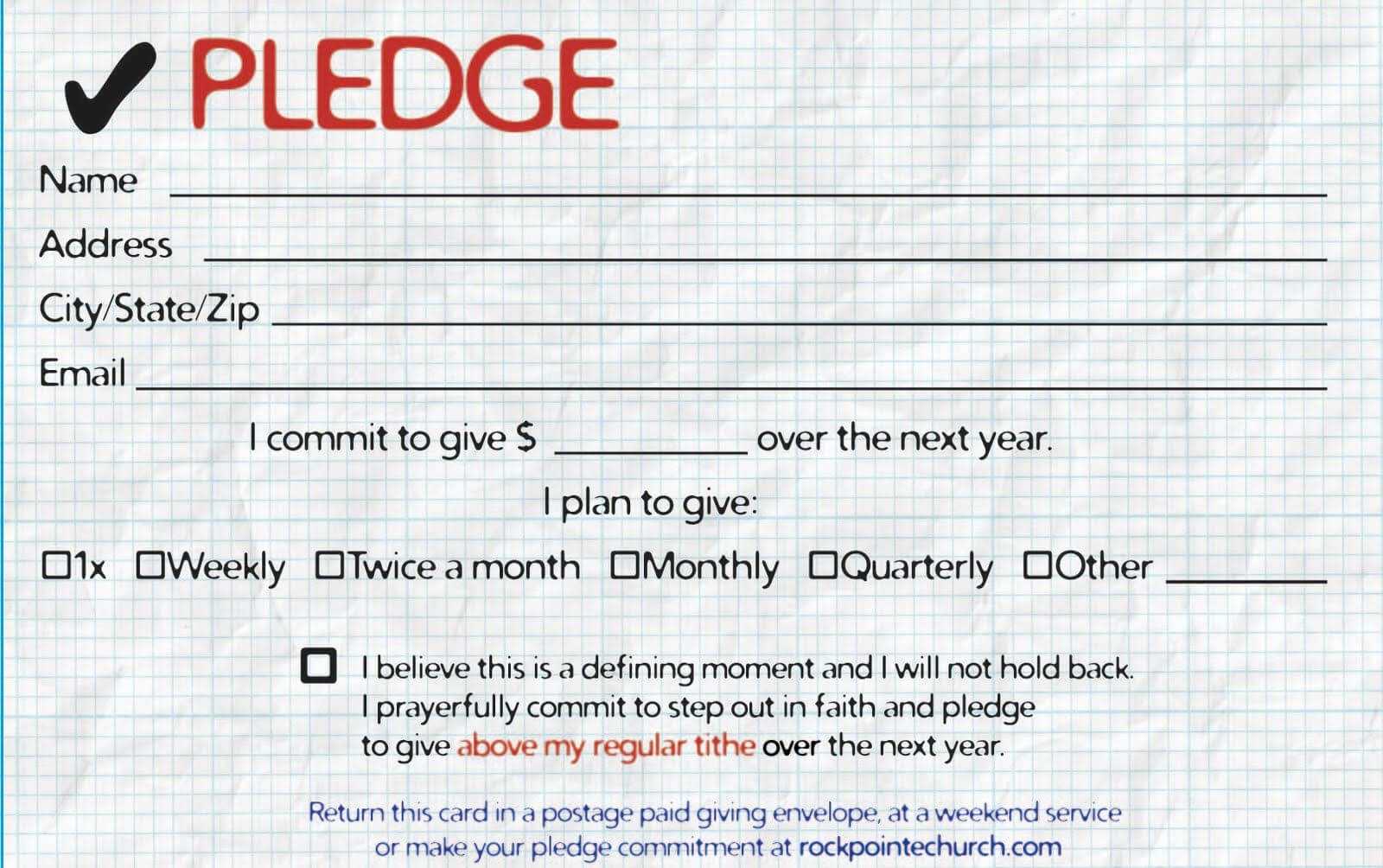 Pledge Cards For Churches | Pledge Card Templates | Card For Fundraising Pledge Card Template