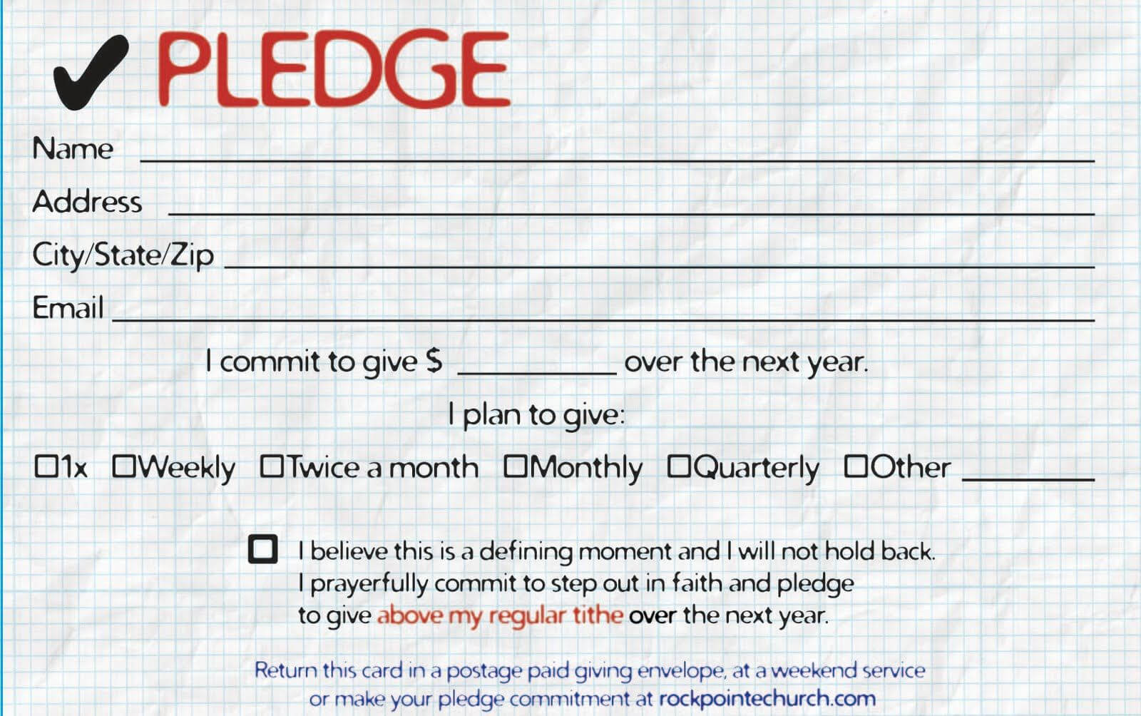 Pledge Cards For Churches | Pledge Card Templates | Card Inside Pledge Card Template For Church