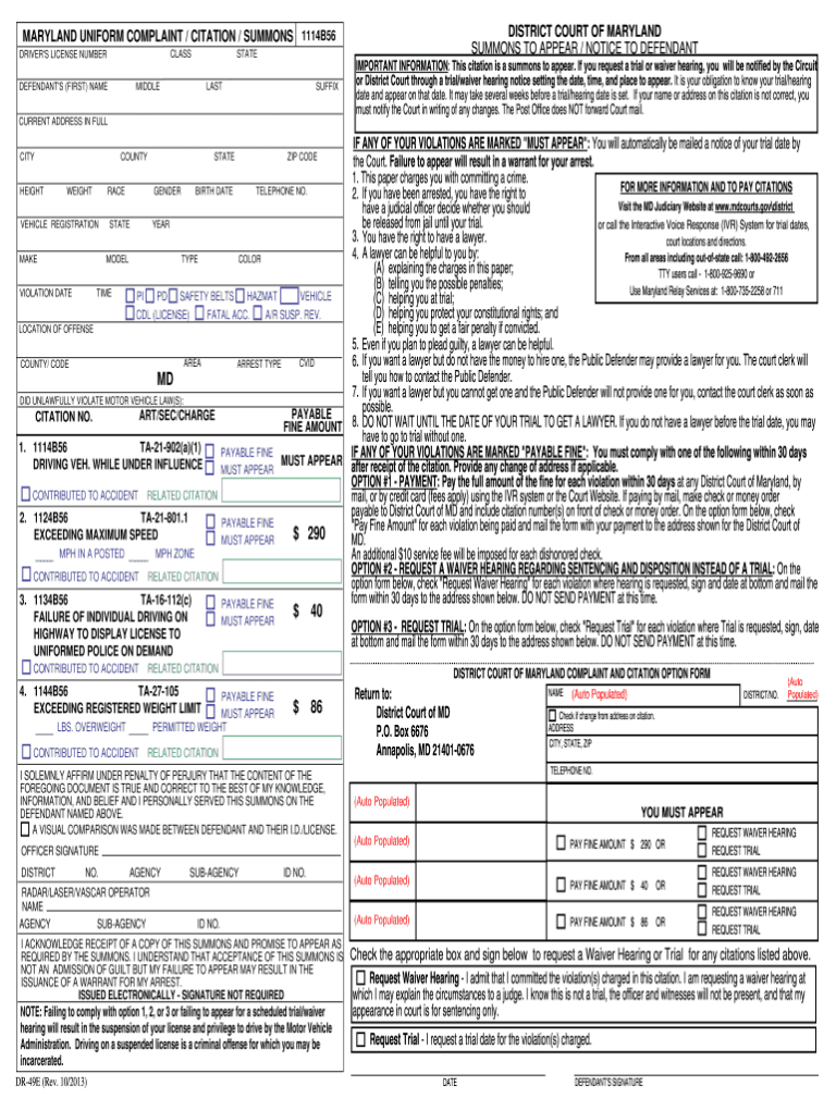 Printable Blank Police Ticket Template Captain Printable Calendars