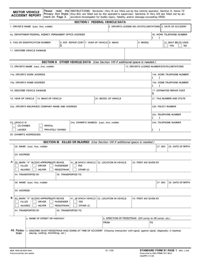 Police Report Template – Fill Online, Printable, Fillable Intended For Motor Vehicle Accident Report Form Template