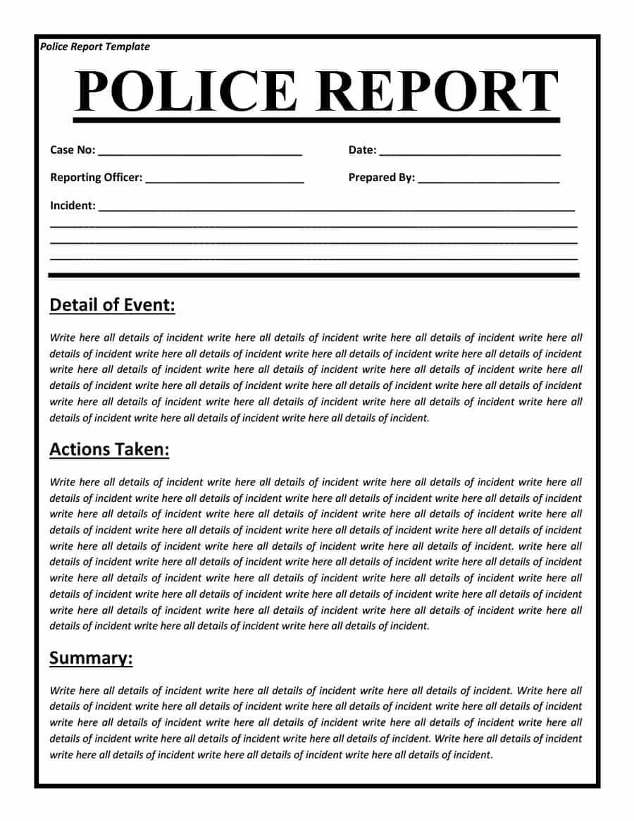 Police Report Templates – 8+ Free Blank Samples – Template Inside Blank Police Report Template