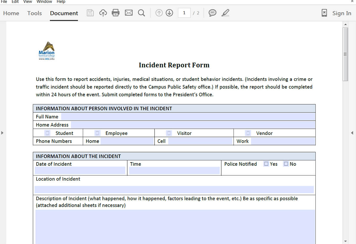 Populate Incident Reports From Salesforce | Formstack Documents Inside It Incident Report Template