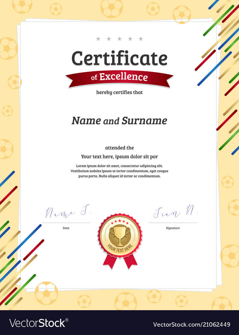 Portrait Certificate Template In Football Sport Intended For Football Certificate Template