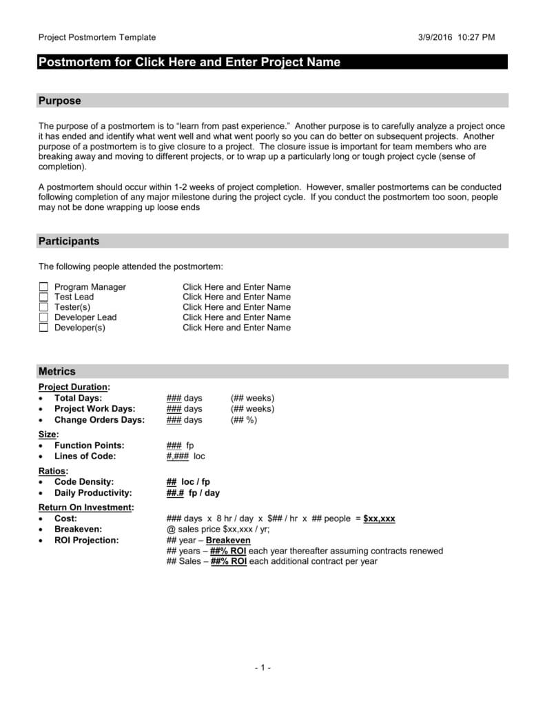 Post Mortem Template For Post Mortem Template Powerpoint