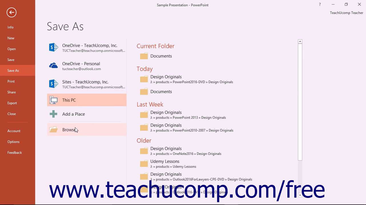 Powerpoint 2016 Tutorial Saving A Presentation Template Microsoft Training Pertaining To How To Save A Powerpoint Template