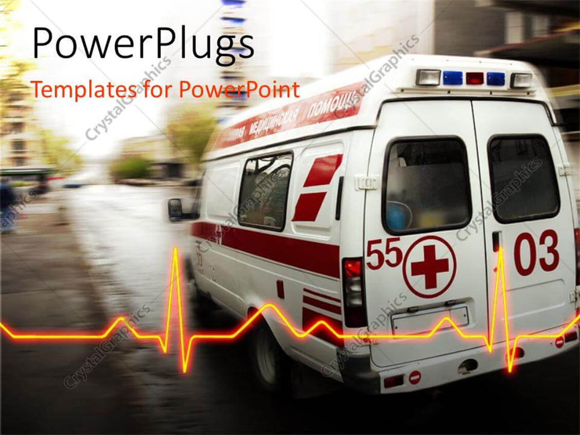 Powerpoint Template: An Ambulance With A Heartbeat Line And Intended For Ambulance Powerpoint Template