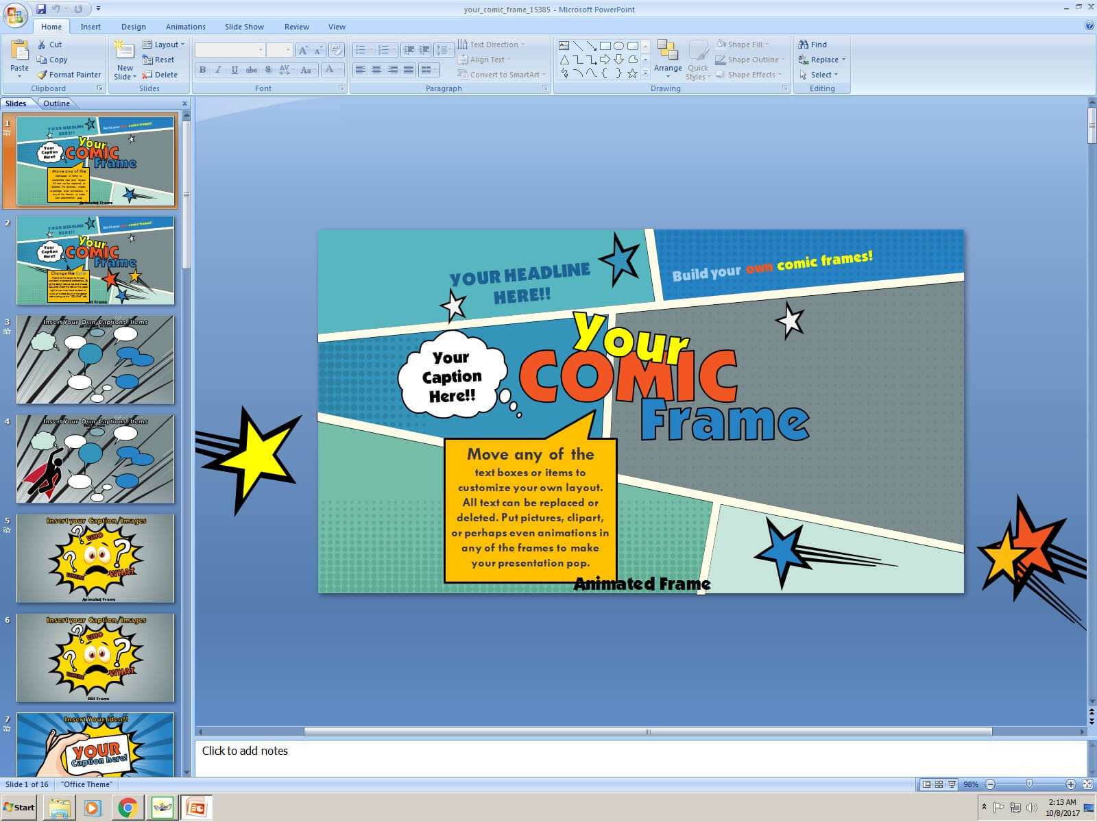 Powerpoint: Your Comic Frame Presentation Template With Regard To Powerpoint Comic Template