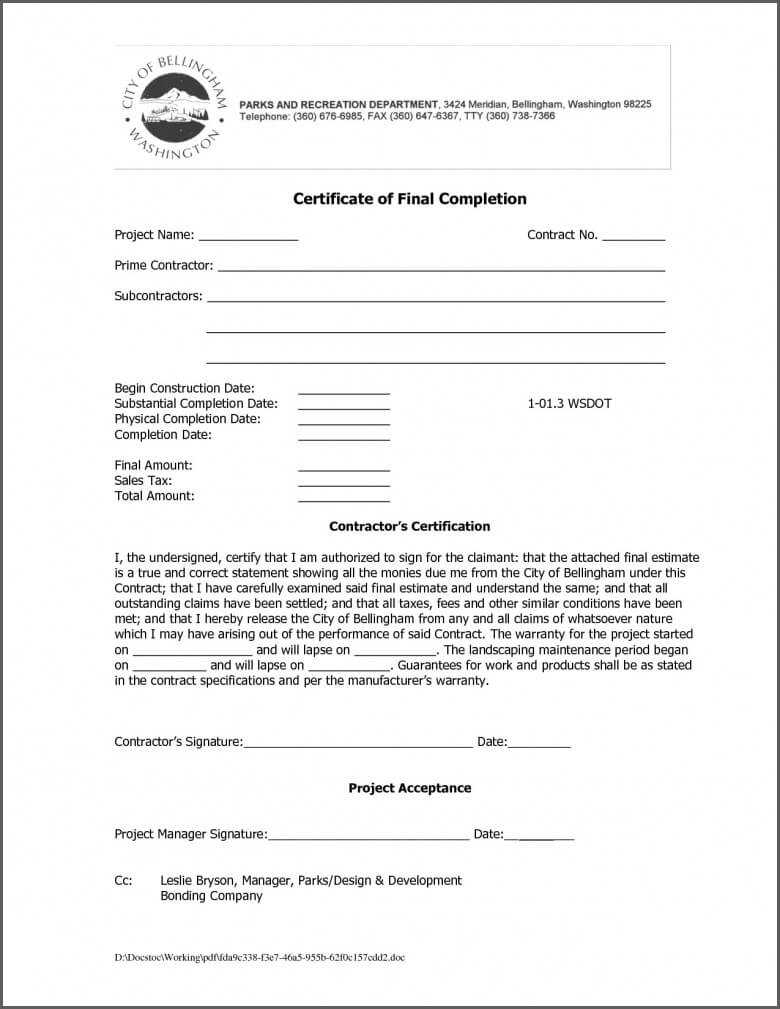 Practical Completion Certificate Template Uk | 11+ Template In Practical Completion Certificate Template Uk