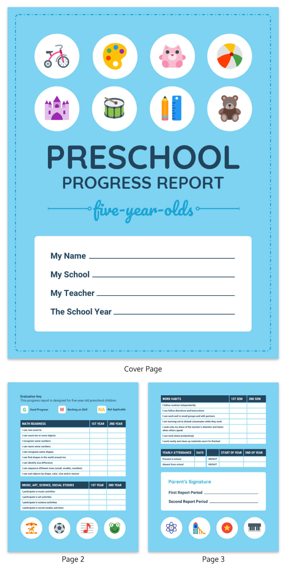 Pre K Progress Report Template – Venngage Intended For Preschool Progress Report Template