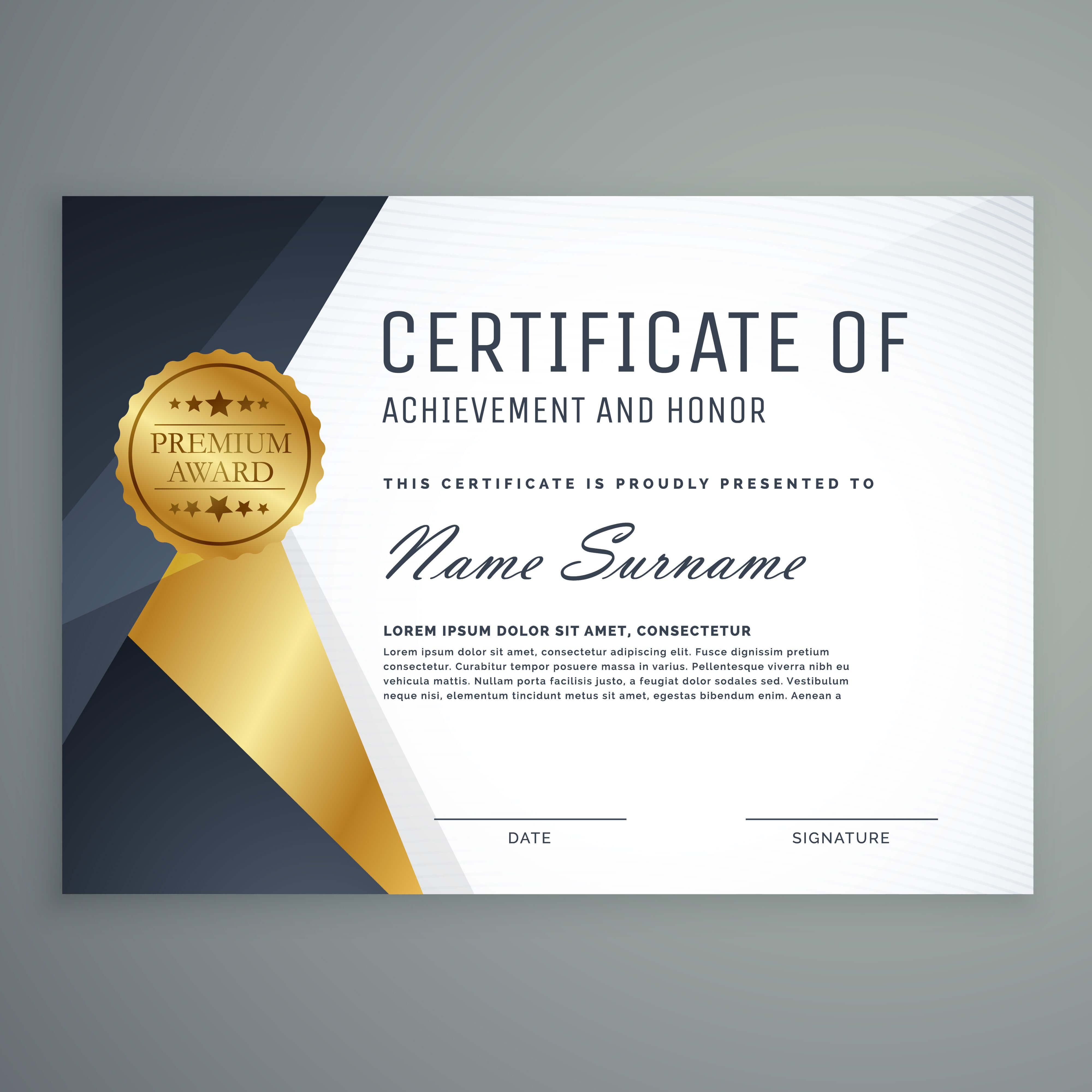 Premium Certificate Of Appreciation Award Design Regarding Award Certificate Design Template