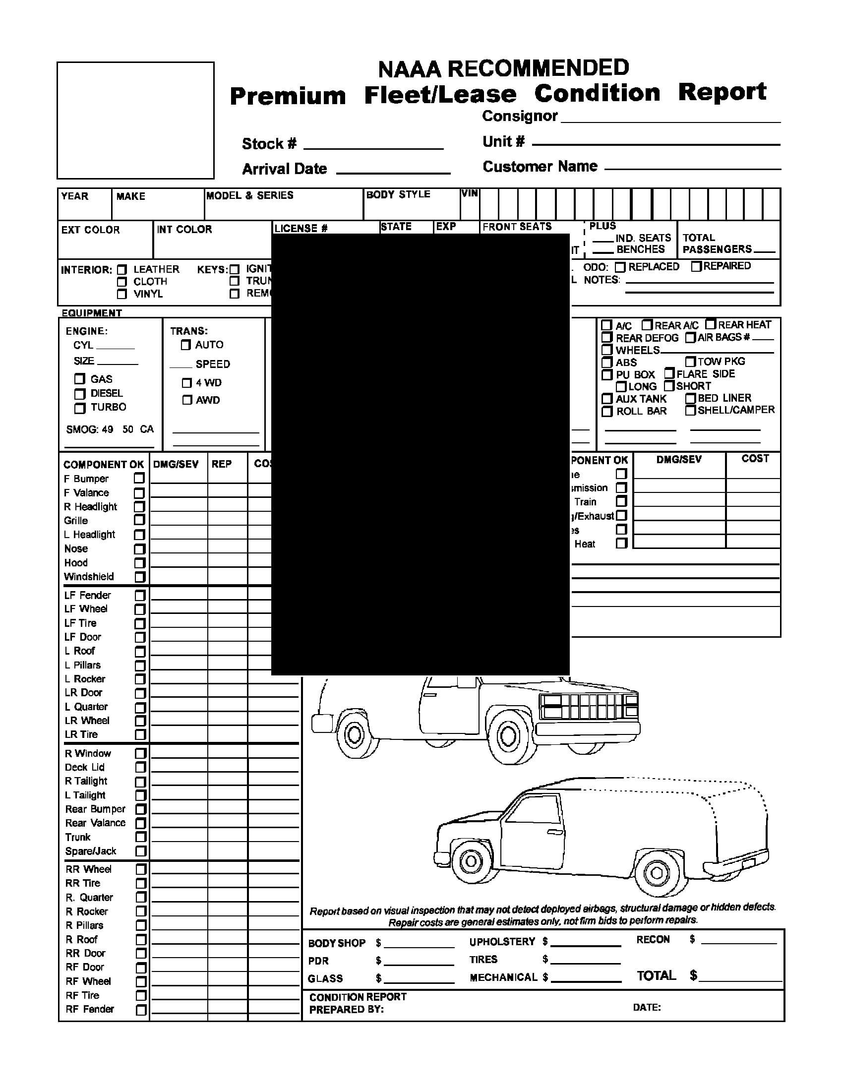 Premium Fleet/lease Condition Report For Van Or Truck Inside Truck Condition Report Template