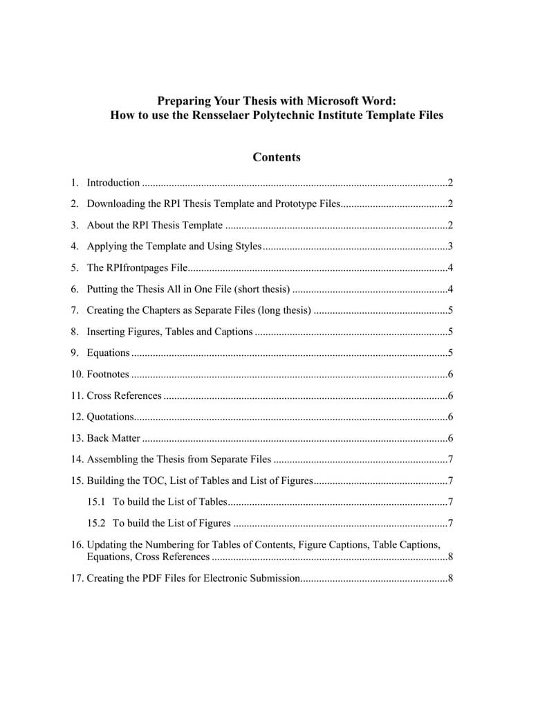 Preparing Your Thesis With Microsoft Word: | Manualzz Intended For Ms Word Thesis Template