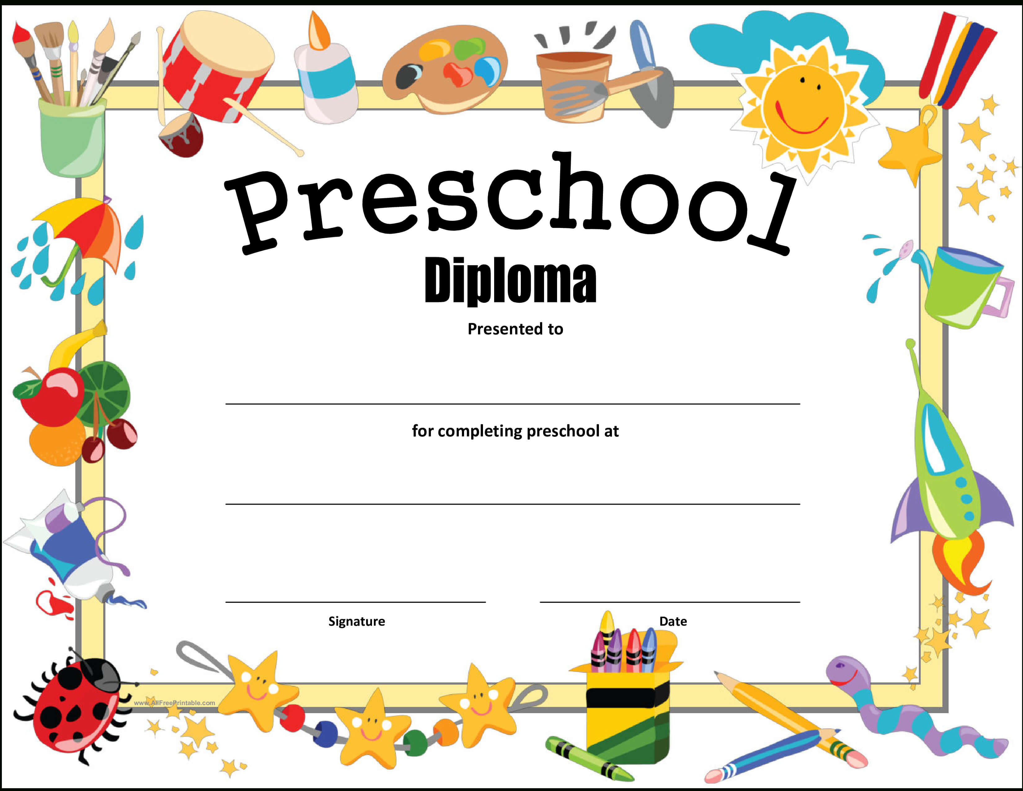Preschool Diploma Certificate – How To Make A Preschool Inside Preschool Graduation Certificate Template Free