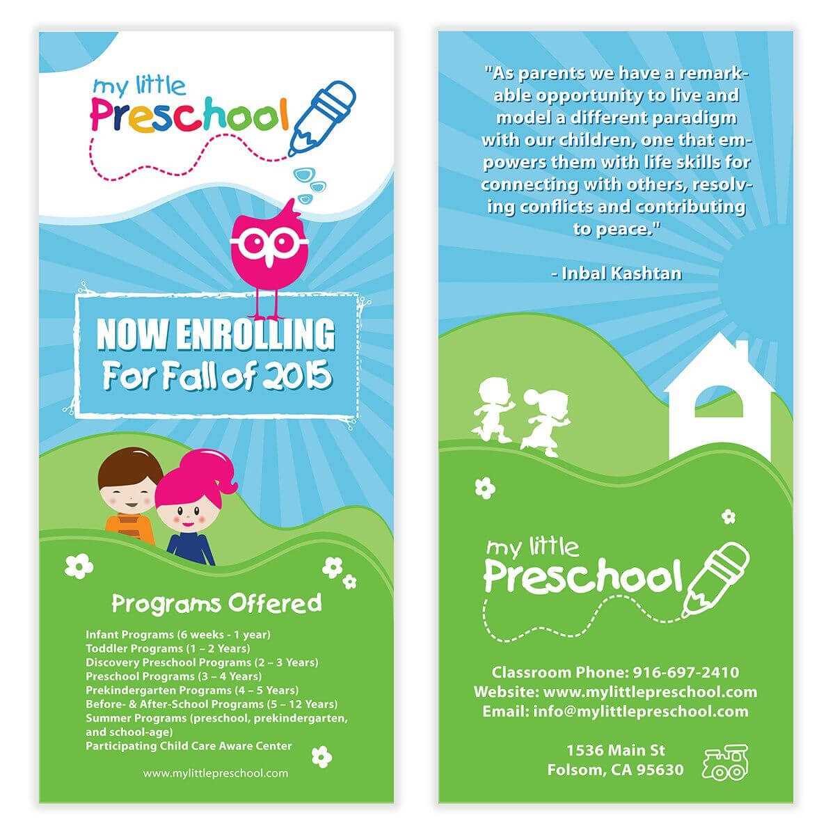 Preschool Flyer Template 06 | Chakra Posters, Flyers Regarding Daycare Brochure Template