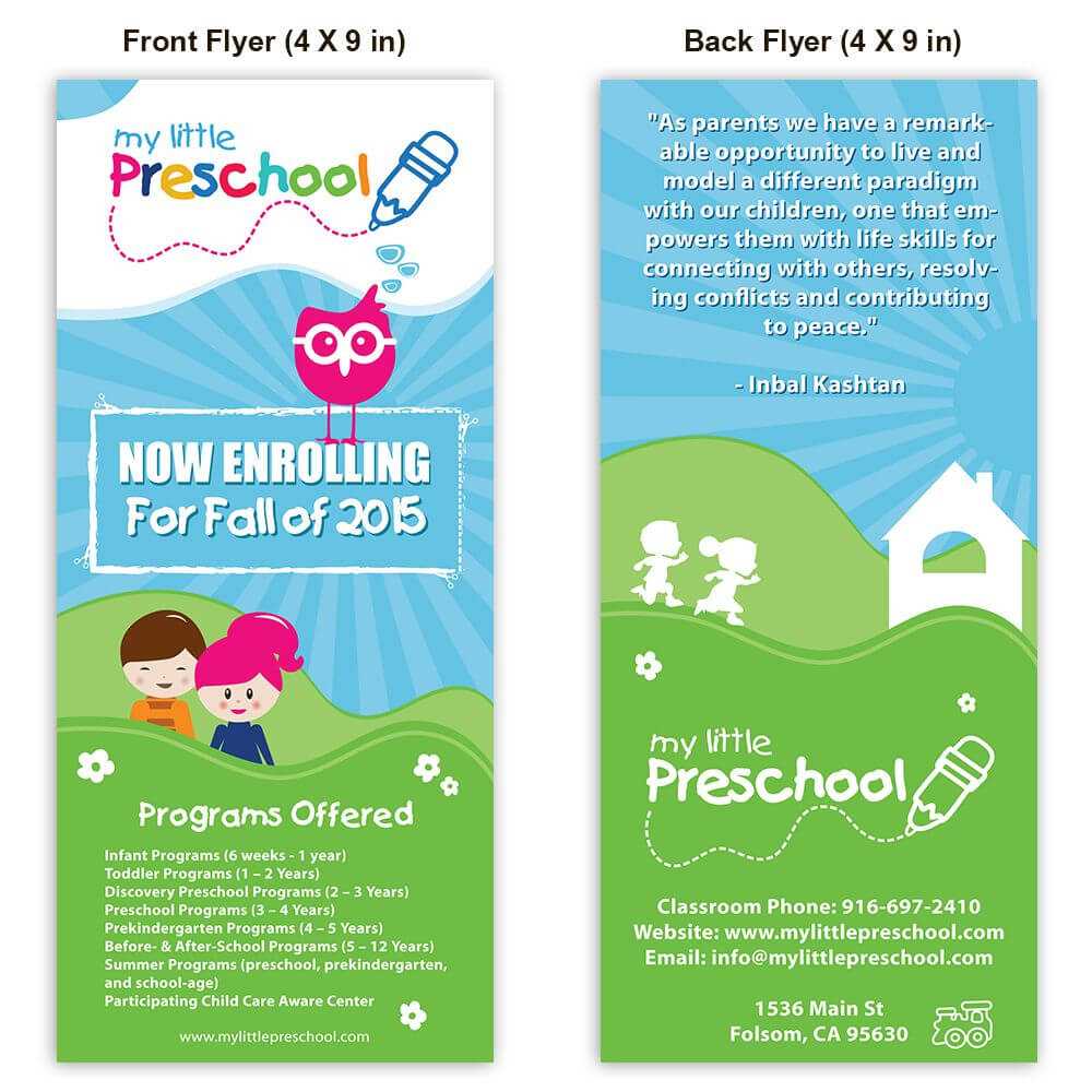 Preschool Poster Template Design | Playschool | Starting A Regarding Daycare Brochure Template