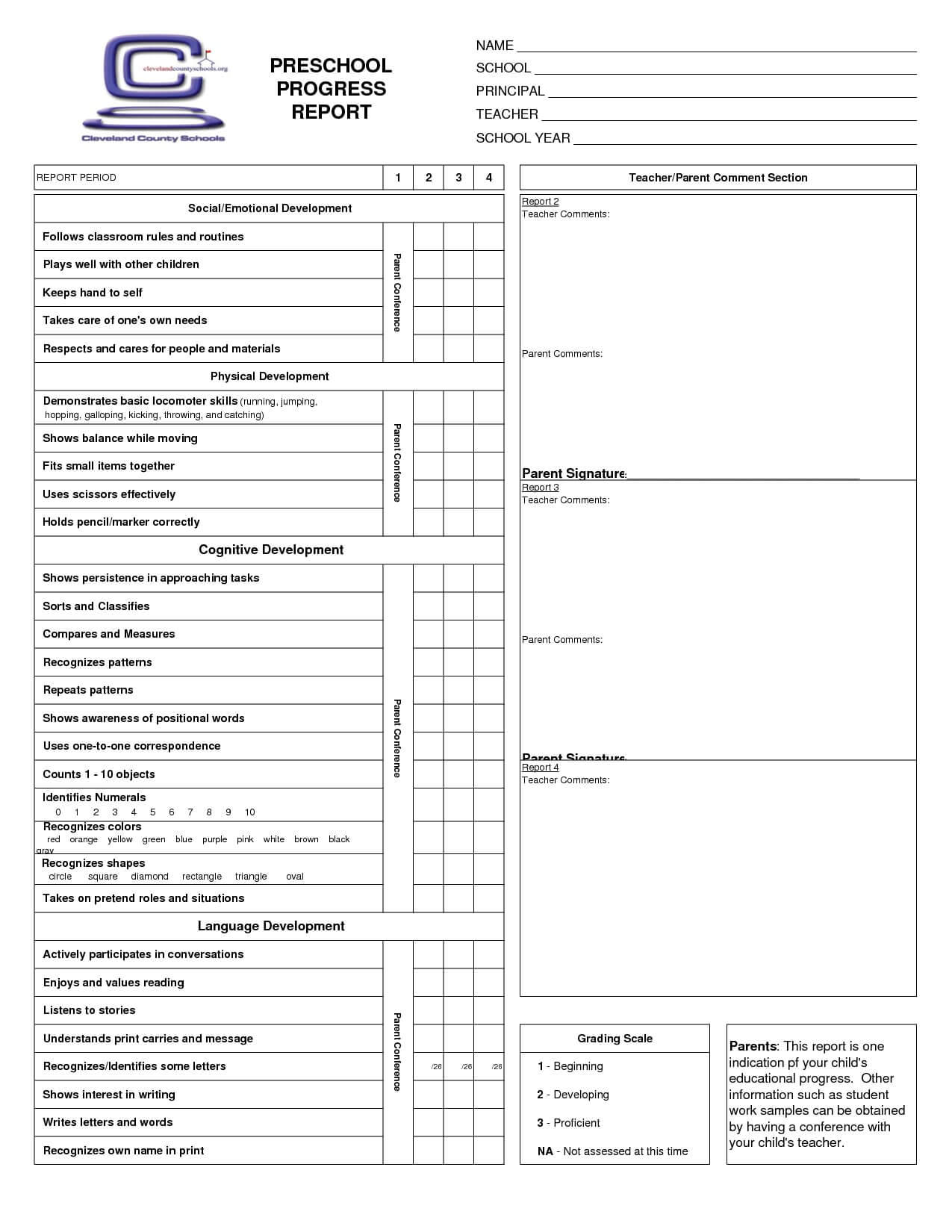 Preschool Progress Report Cards | Report Card Template In Report Card Format Template