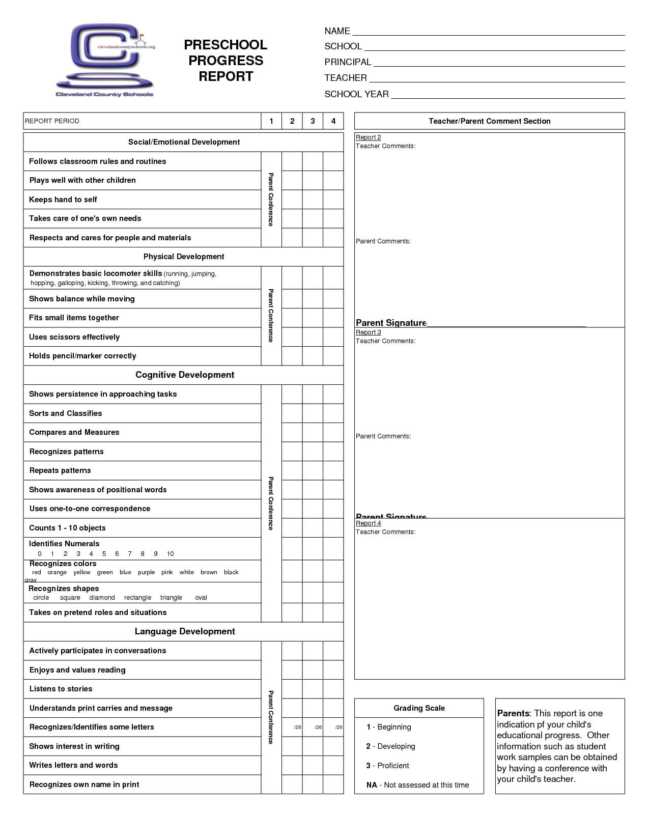 Preschool Progress Report Cards | Report Card Template Inside Soccer Report Card Template