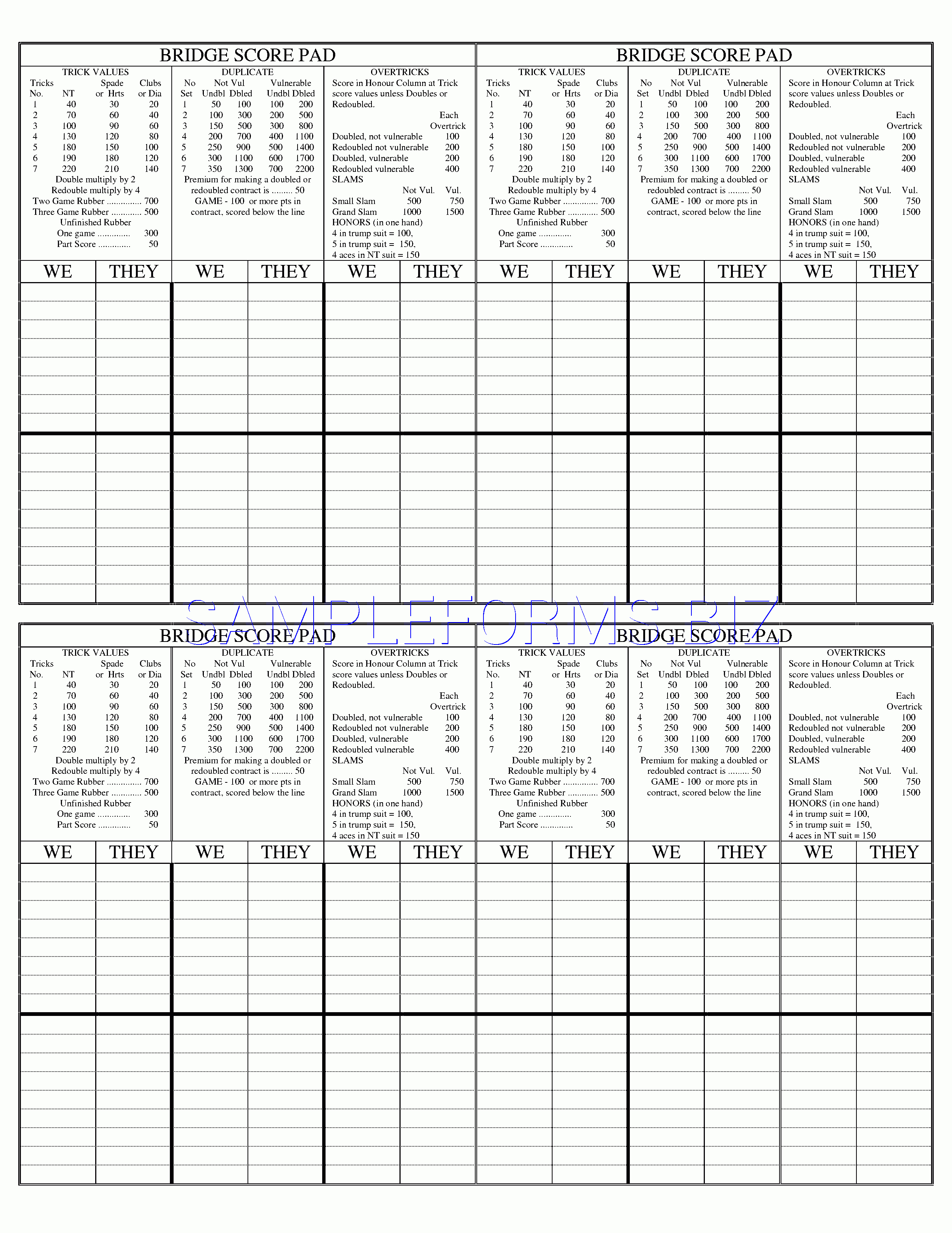 Preview Pdf Bridge Score Pad, 1 Intended For Bridge Score Card Template