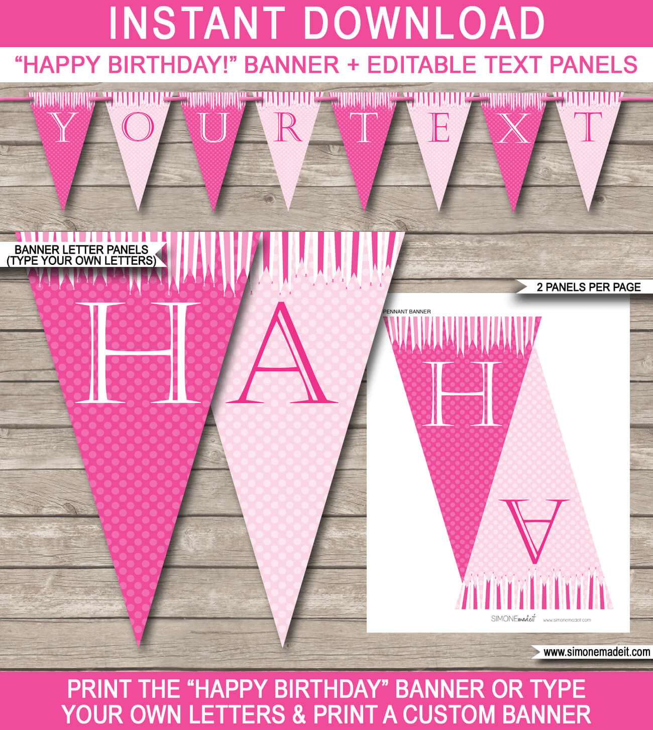 Princess Party Banner Template – Pink Regarding Diy Party Banner Template