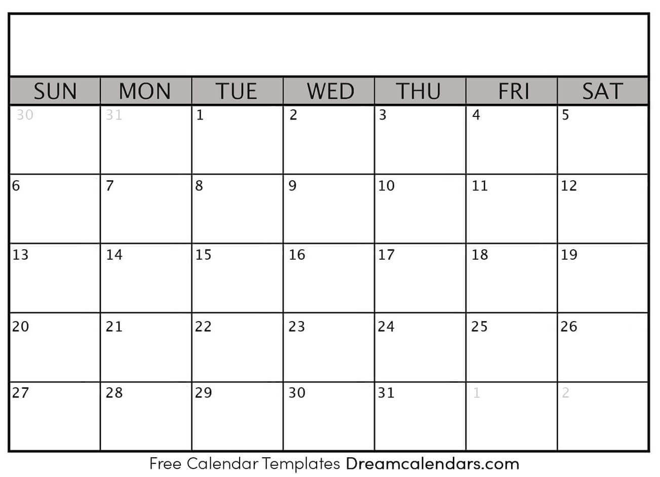 Printable Blank Calendar | Dream Calendars In Blank One Month Calendar Template