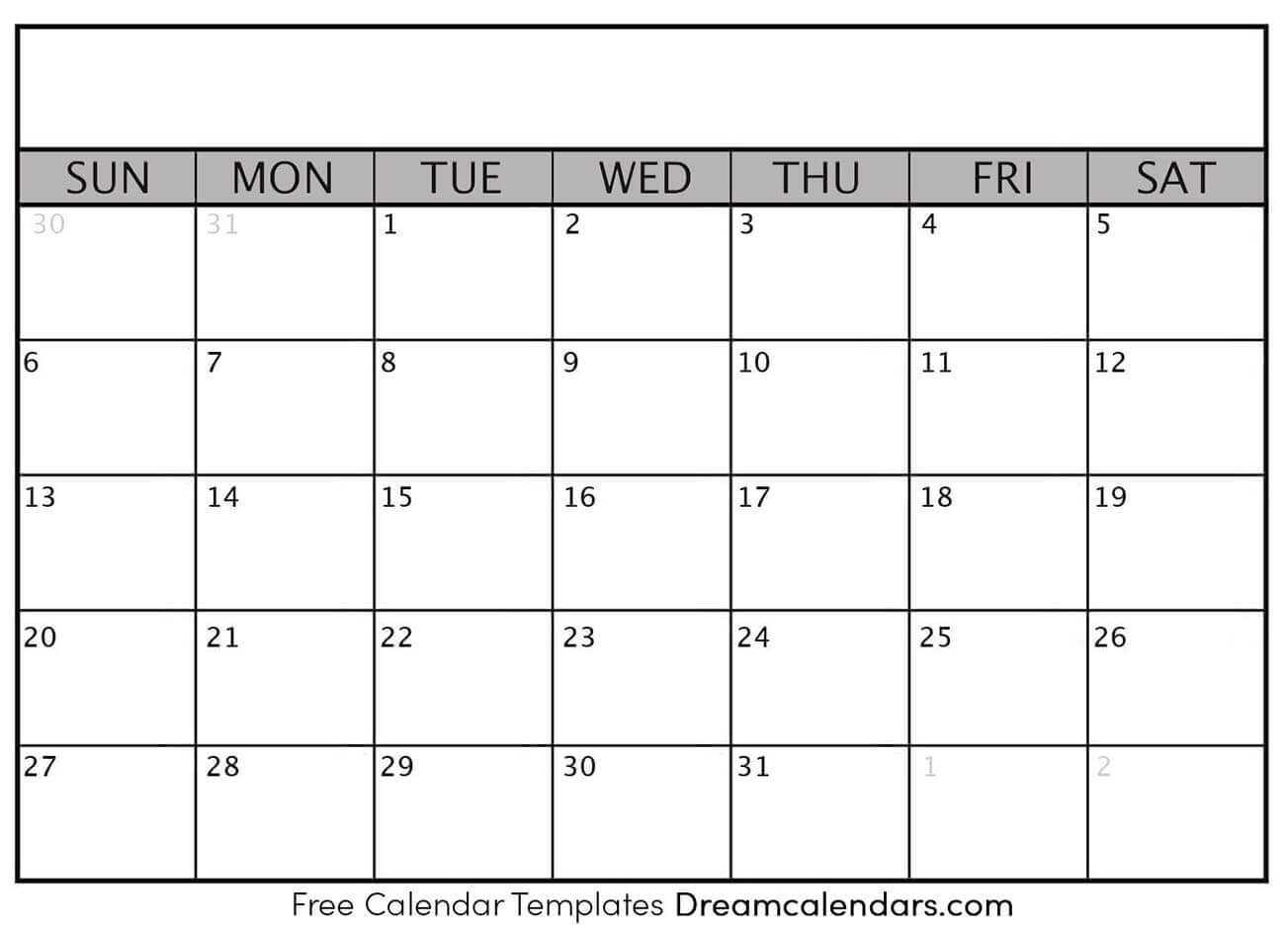 Printable Blank Calendar | Dream Calendars In Blank One Month Calendar Template