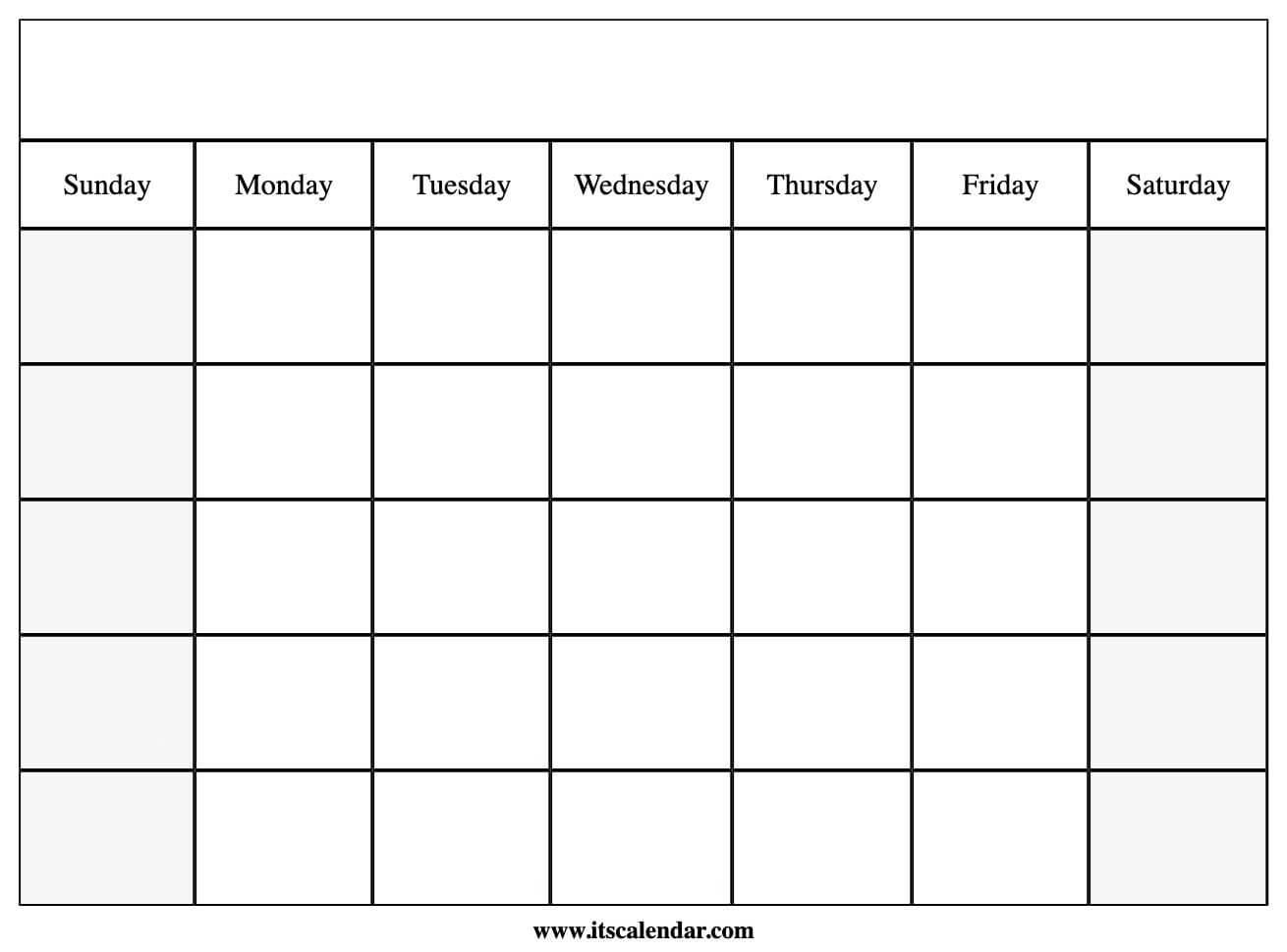 Printable Blank Calendar Intended For Blank Calander Template