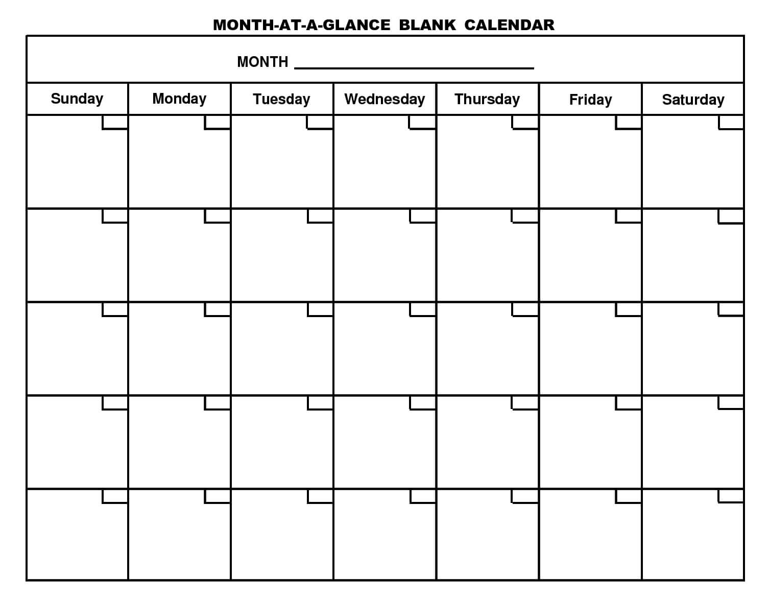 Printable Blank Calendar Template … | Blank Calendar Pages For Month At A Glance Blank Calendar Template