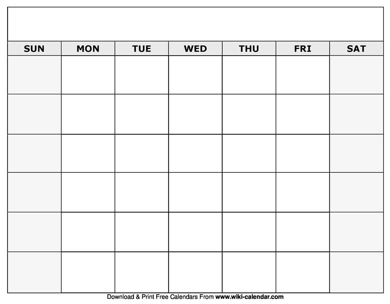 Printable Blank Calendar Templates Blank Monthly Calendar With Blank Calander Template