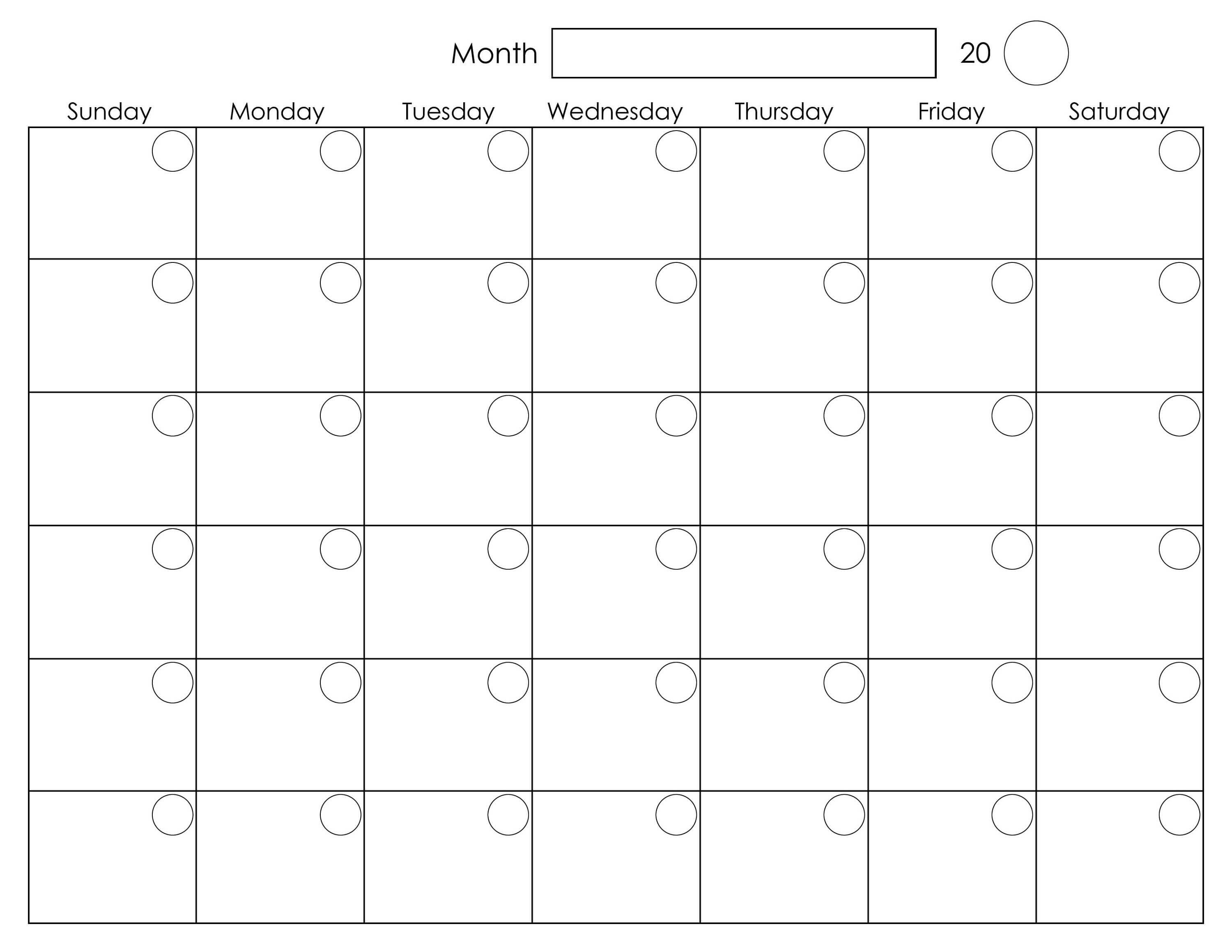 Printable Blank Monthly Calendar | Blank Monthly Calendar Inside Blank Activity Calendar Template