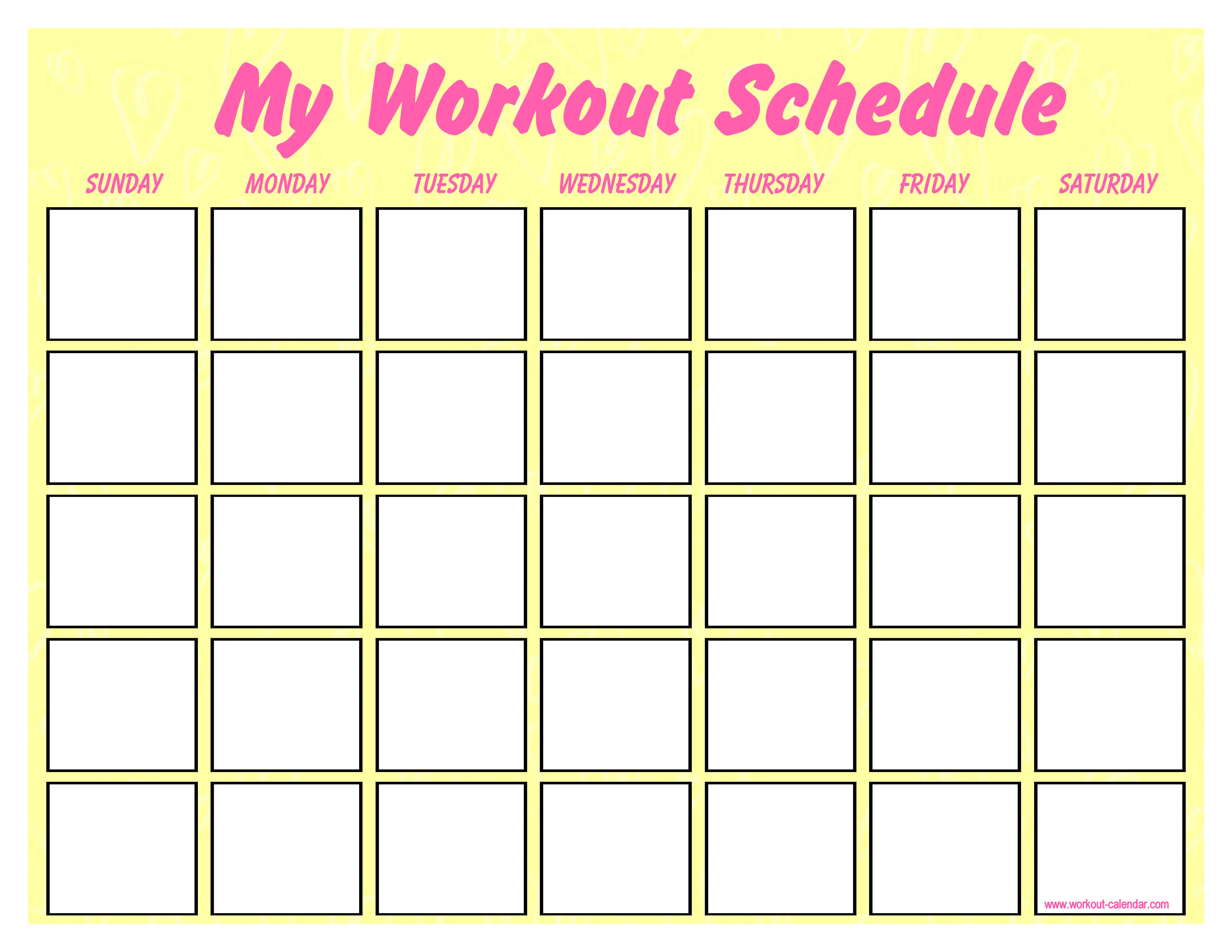 Printable Blank Workout Schedule | Templates At In Blank Workout Schedule Template