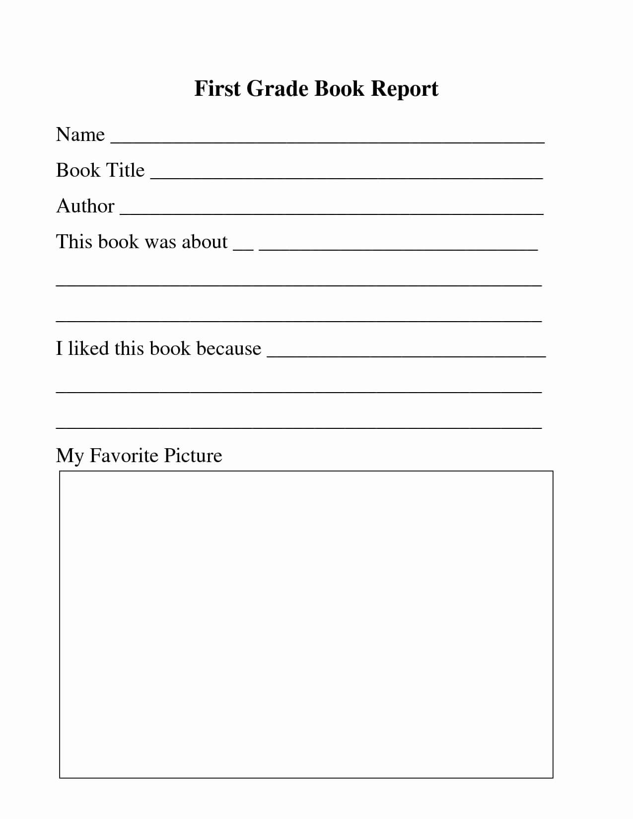 Printable Book Template Or First Grade Book Review Printable In First Grade Book Report Template