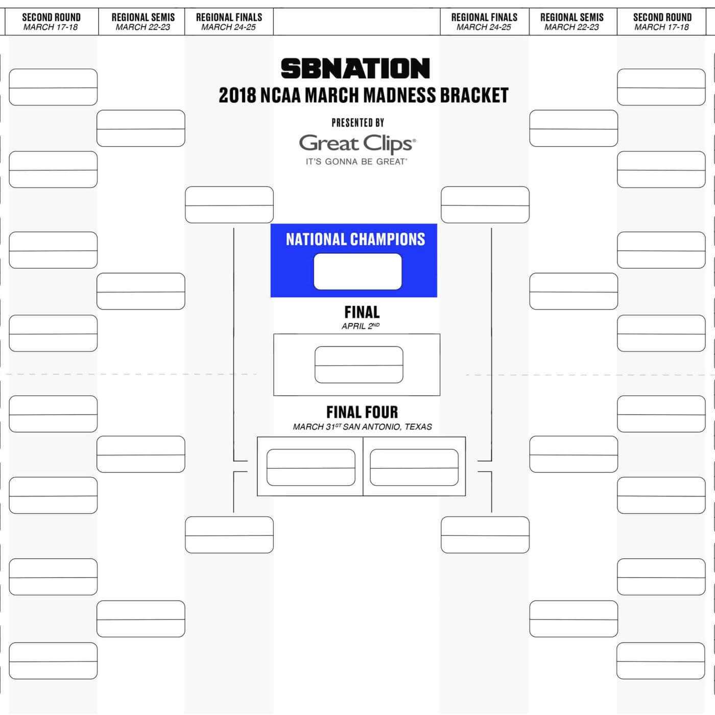 Printable Bracket 2018: Get Your Blank Version Here Regarding Blank Ncaa Bracket Template