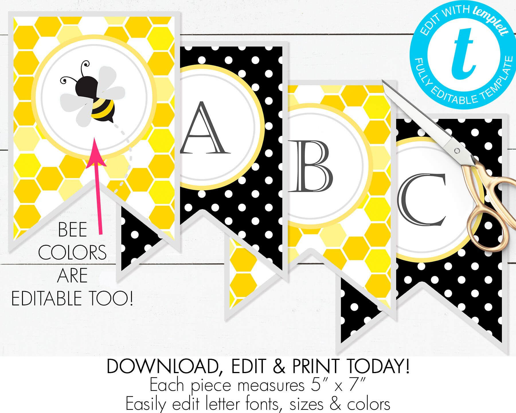 Printable Bumble Bee Banner, Bee Day, Baby Shower, Birthday Intended For Bride To Be Banner Template