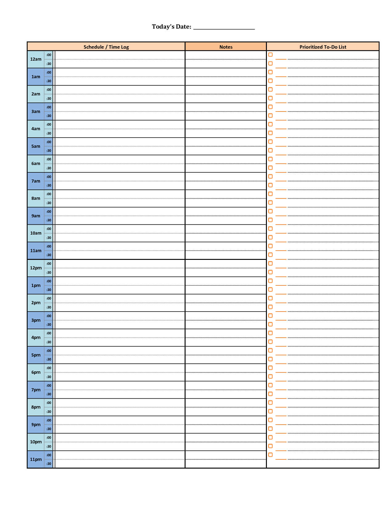 Printable Daily Hourly Schedule Template | Dorm | Weekly Within Appointment Sheet Template Word