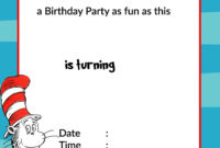 Printable Dr. Seuss Birthday | Birthday Invitation For for Dr Seuss Birthday Card Template
