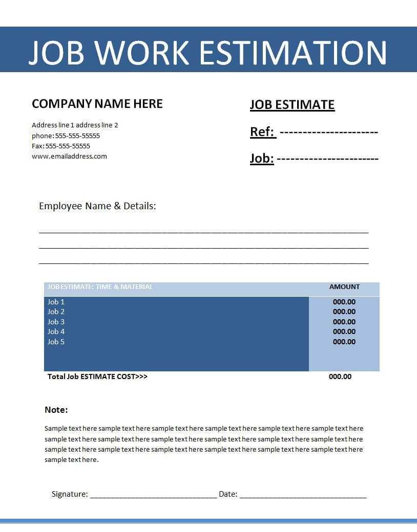 Printable Estimate Templates | Click On The Download Button In Work Estimate Template Word