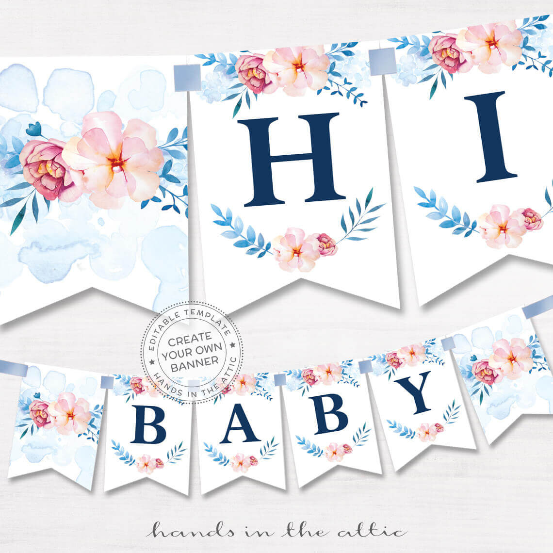 Printable Floral Banner Template, Couples Baby Shower, Bridal, Editable  Alphabet Banner, Navy Blue Pink Party Name Garland, Digital Pdf With Bride To Be Banner Template