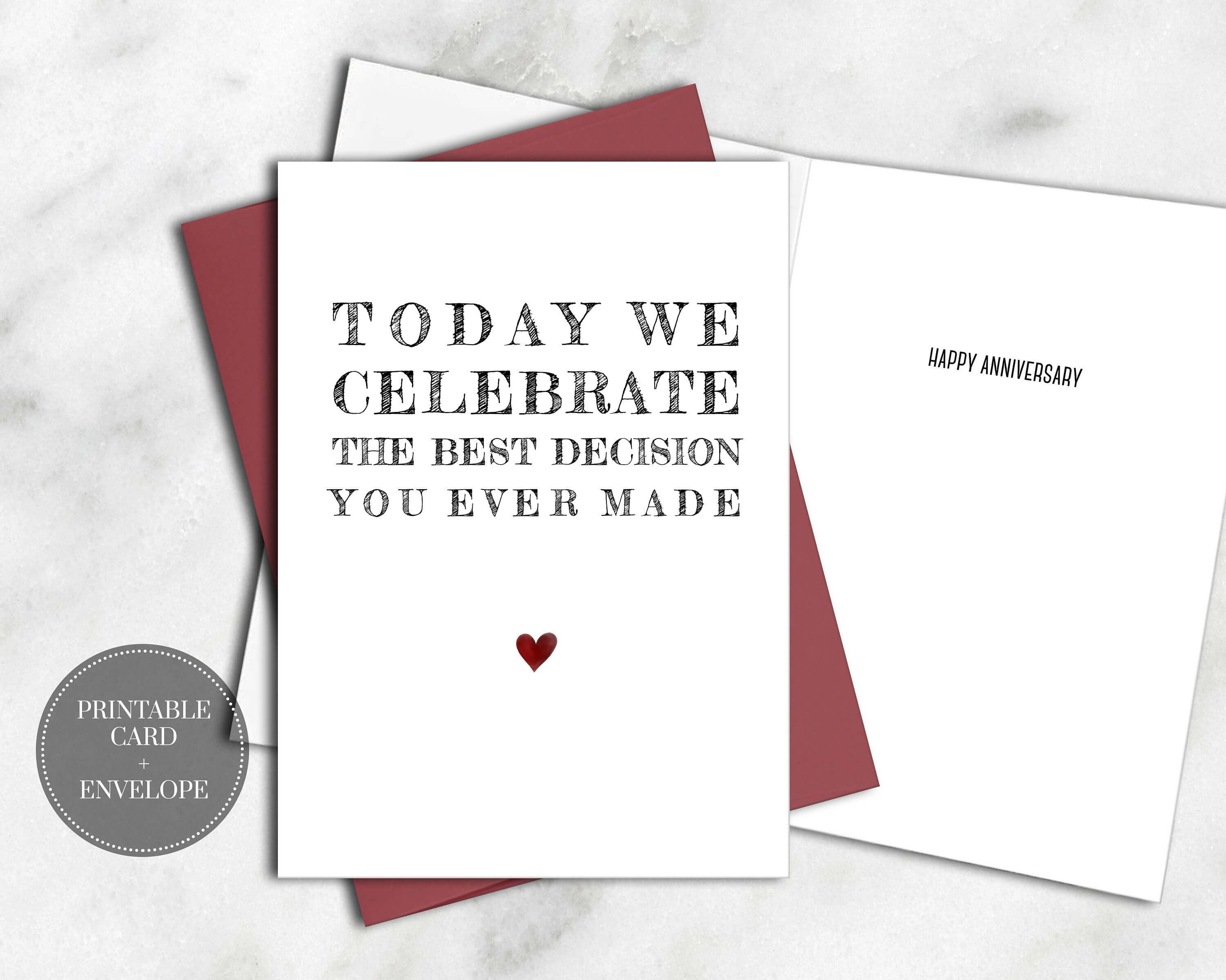 Printable Funny Anniversary Card For Him Instant Download With Regard To Decision Card Template